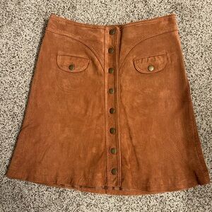 Anthropologie Brown Button-Front Skirt